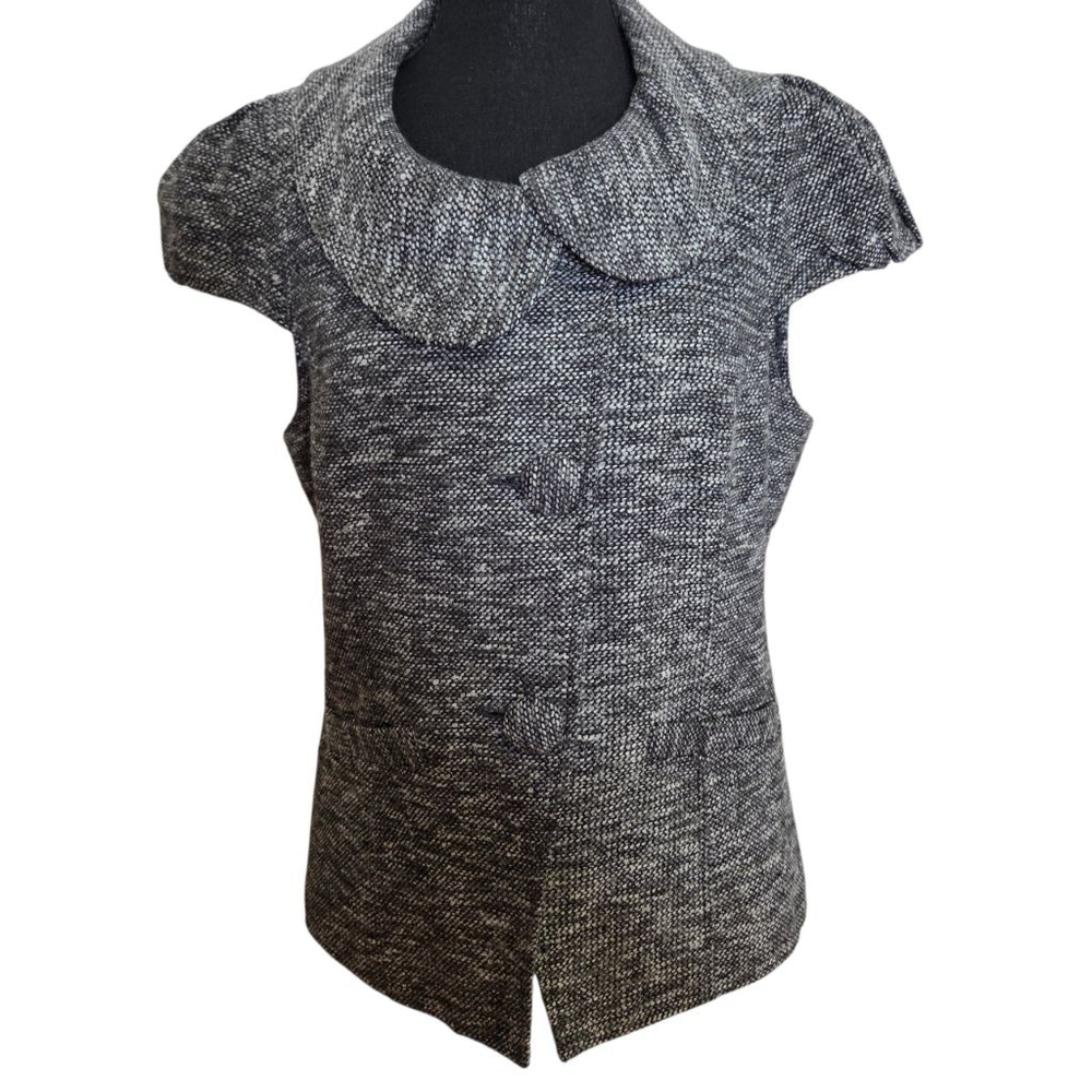 Saks Fifth Avenue Gray Black Tweed Top Size 6 - Picture 2 of 5